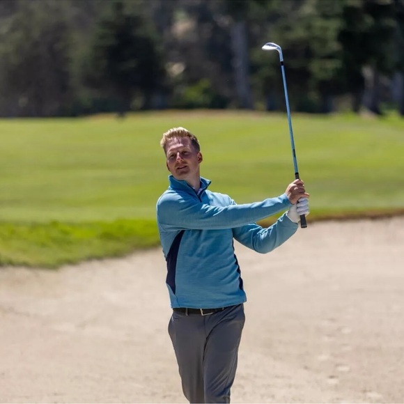 KJUS Men's Roman Mid Layer Half Zip Niagara Blue Size Medium  (EU 50) NWT - Picture 8 of 9